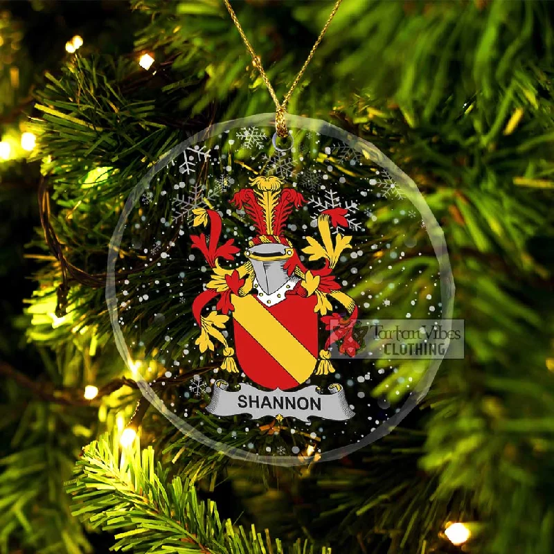Shannon Irish Clan Christmas Glass Ornament with Coat of Arms Tailored Straight A-Line