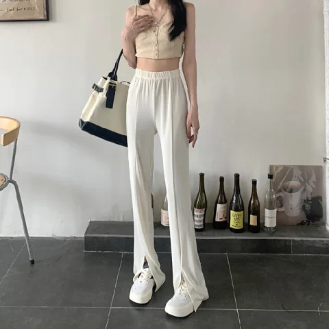 Women'S Fashion Casual Thin High Waist Loose Drape Straight Leg Suit Trousers Trousers Versatile Stylish