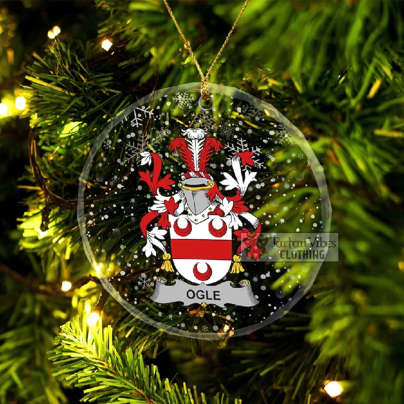 Ogle Irish Clan Christmas Glass Ornament with Coat of Arms Blazer Duffle Coat Pea Coat