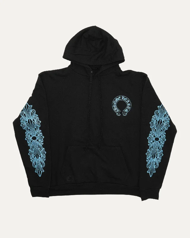 Glitter Print Friends and Family Hoodie Hoodie with Side Slits Relaxed Casual