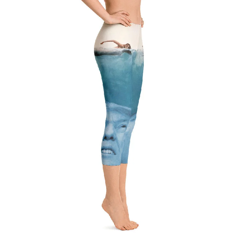 Trump Jaws Capri Leggings Fashionable Ribbed Knit Leggings