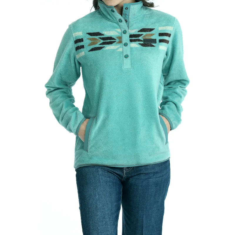 Cinch Ladies Fleece 1/4 Snap Aztec Turquoise Pullover MAK9909002 Box Sleeve Comfort