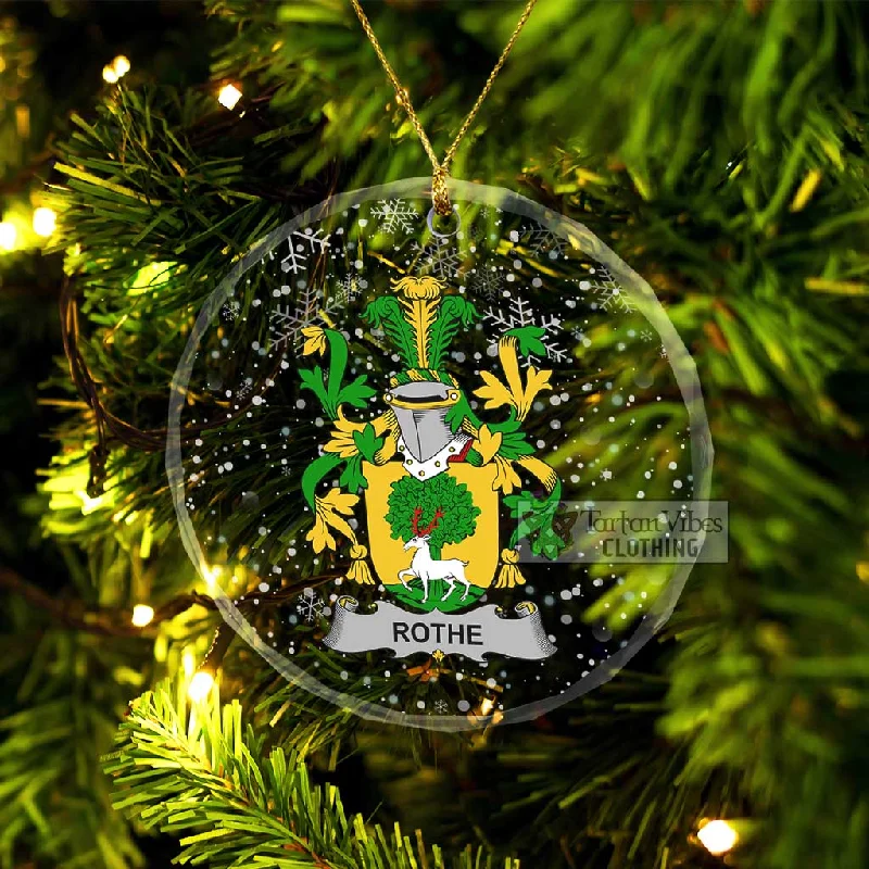 Rothe Irish Clan Christmas Glass Ornament with Coat of Arms Three-Quarter Sleeve Elbow Sleeve Wrist Sleeve