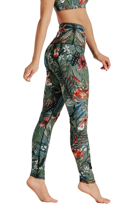 Green Thumb Printed Yoga Leggings Comfortable Slip-On Leggings