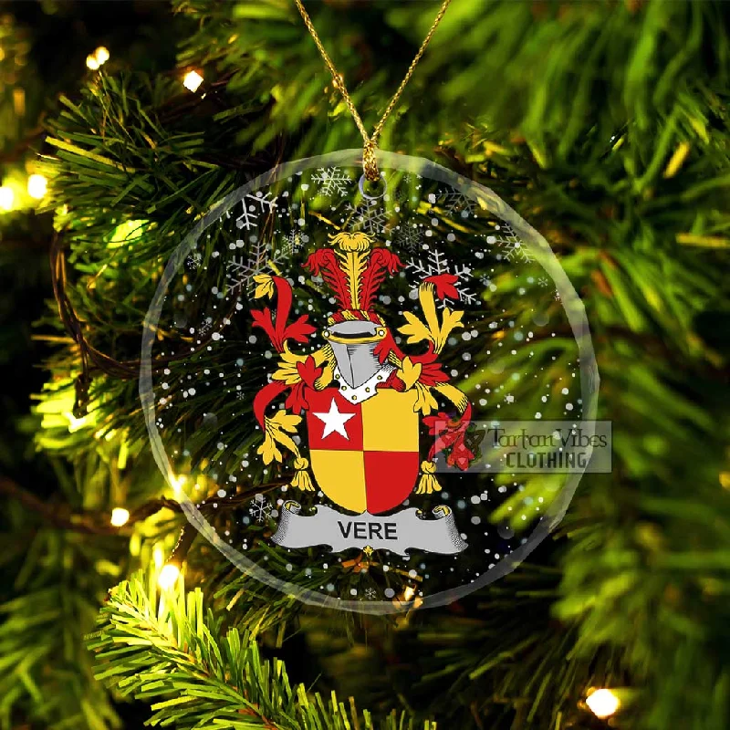 Vere Irish Clan Christmas Glass Ornament with Coat of Arms Hooded Jacket Zipper Jacket Button Jacket
