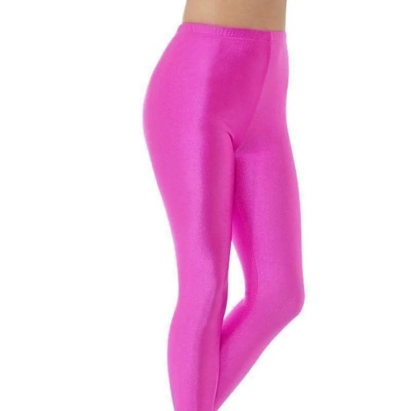 80s Disco Spandex Leggings Adult Neon Pink Stylish Stretch Pants Leggings