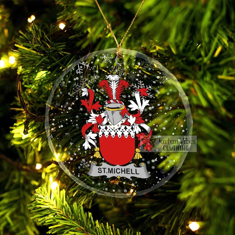 St.Michell Irish Clan Christmas Glass Ornament with Coat of Arms Stole Shawl Scarf
