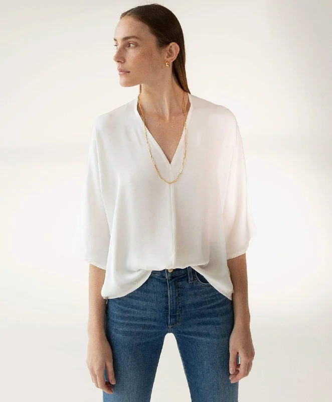 Satin V Pullover Sheath Sleeve Elegant