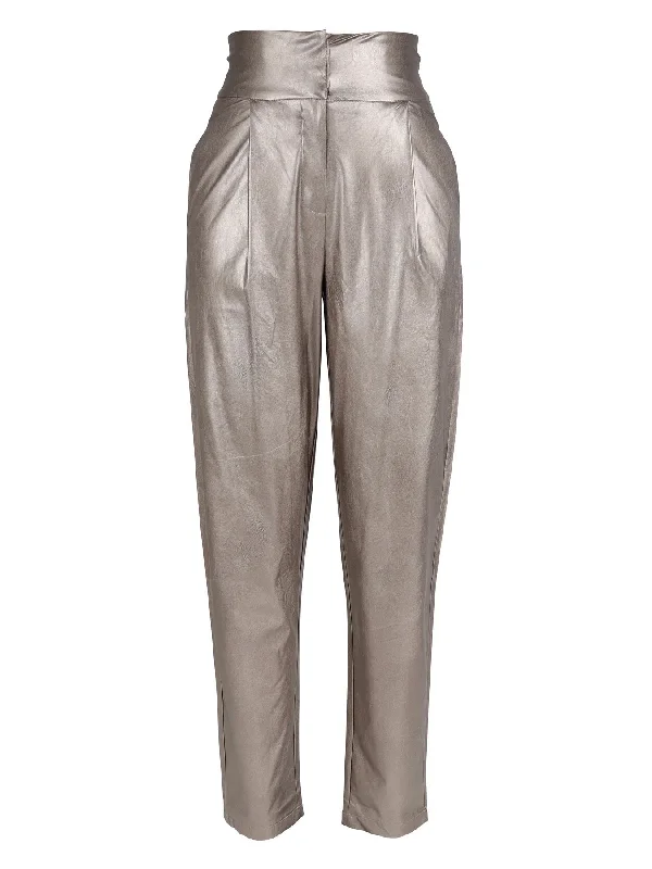 Xuele High Waist Trousers - Wood Trousers sophisticated sleek