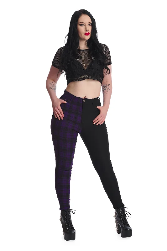Banned Apparel - Kaori Purple/Black Trousers Trousers Travel Practical