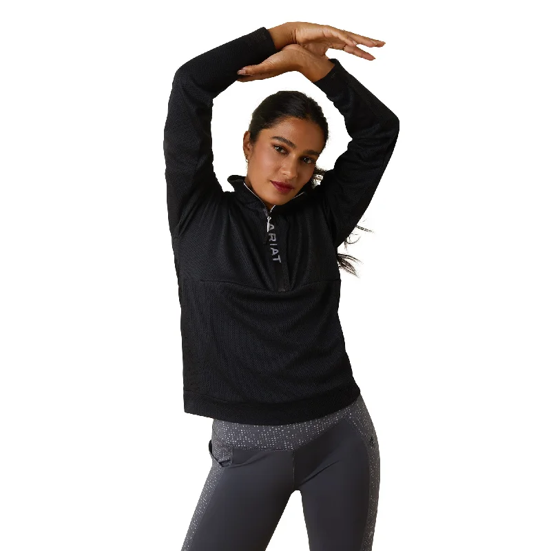 Ariat® Ladies Breathe 1/2 Zip Black Pullover Sweatshirt 10043390 High Neck Pullover