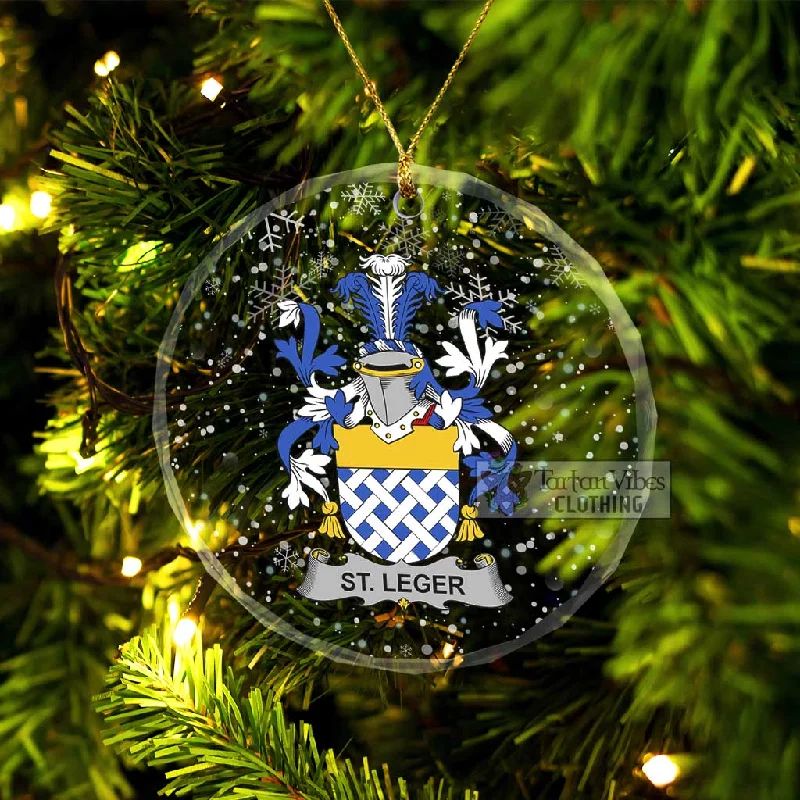 St.Leger Irish Clan Christmas Glass Ornament with Coat of Arms Vest Waistcoat Gilet