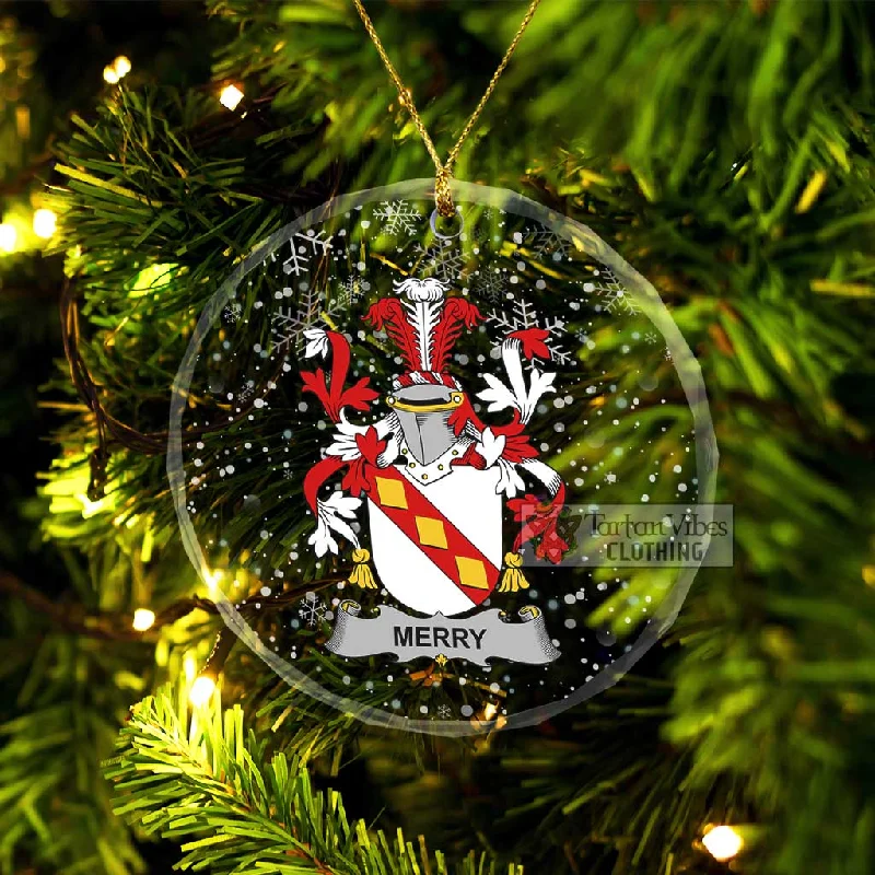 Merry Irish Clan Christmas Glass Ornament with Coat of Arms Buttoned Toggled Snapped