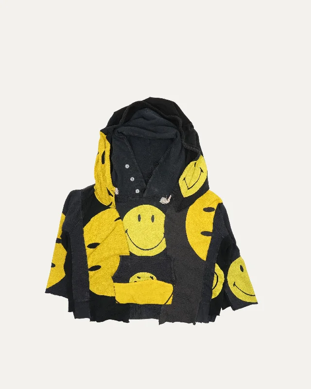 Reconstructed Smiley Hoodie Hoodie with Stripes Bold Sporty