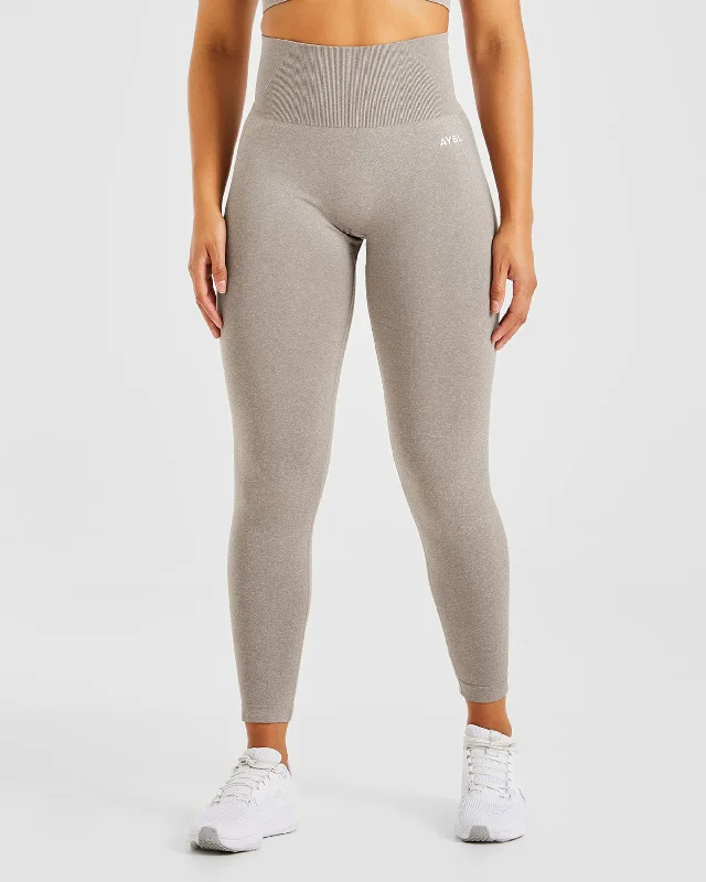 Empower Seamless Leggings - Taupe Marl Stylish Stretch Pants Leggings