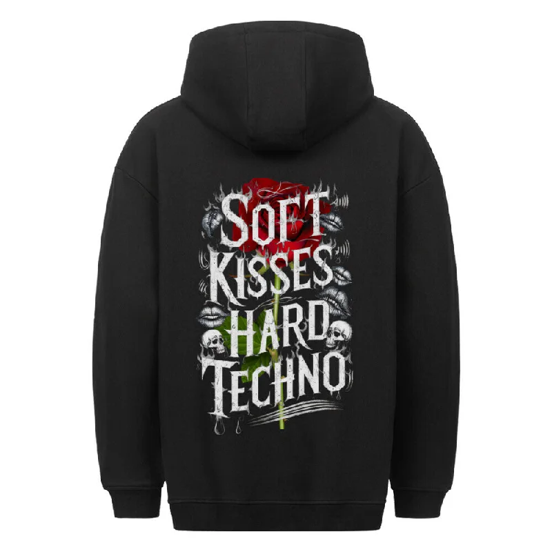 "Soft kisses hard Techno" Oversized Hoodie Hoodie with Tie-Dye Psychedelic Retro
