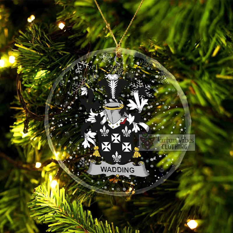 Wadding Irish Clan Christmas Glass Ornament with Coat of Arms Plaid Tartan Floral