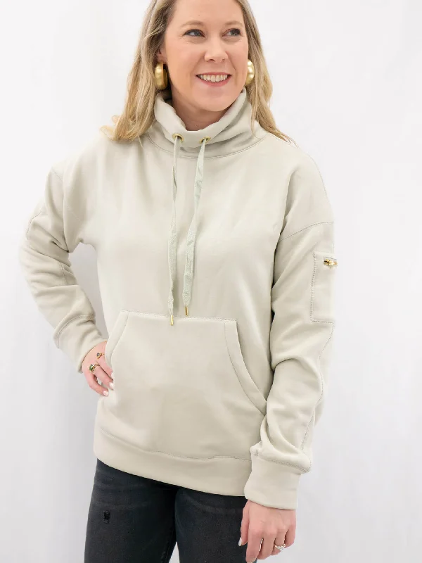 High-Neck Zipper Pullover Flare Sleeve Stylish