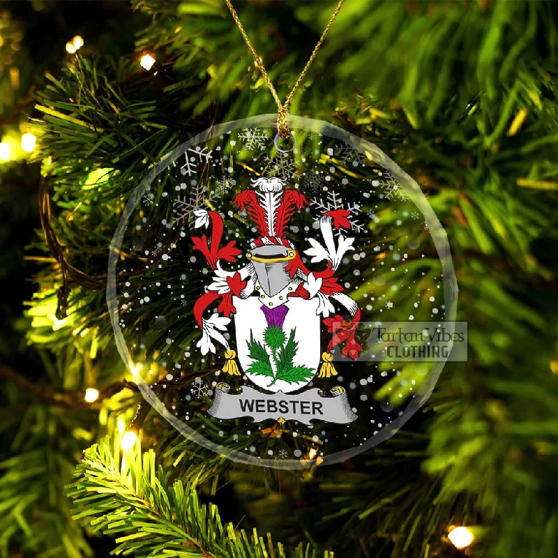 Webster Irish Clan Christmas Glass Ornament with Coat of Arms Satin Silk Chiffon