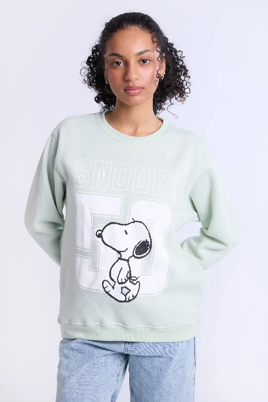 Peanuts Snoopy 50 Graphic Crew Neck Sweatshirt Hoodie with Mock Neck Collared Structured