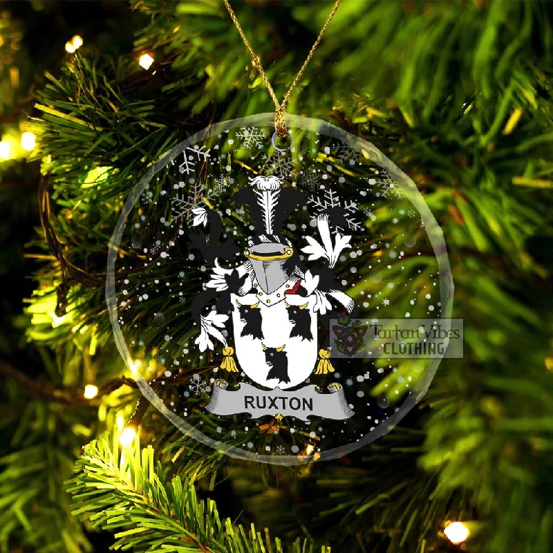 Ruxton Irish Clan Christmas Glass Ornament with Coat of Arms Solid Print Jacquard
