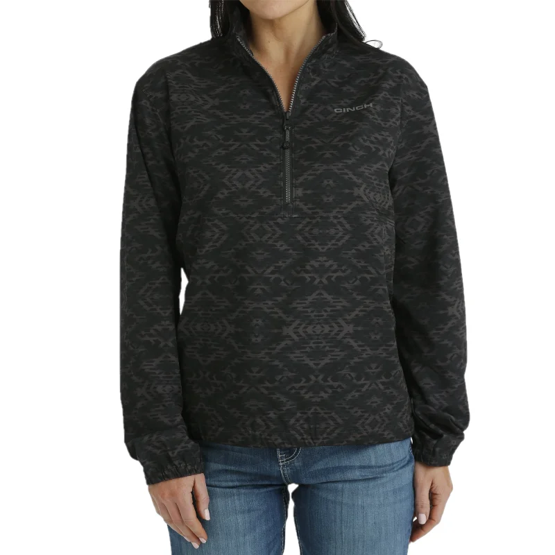 Cinch Ladies Black Aztec Printed 1/2 Zip Pullover MAK7902002 Open Front Cardigan