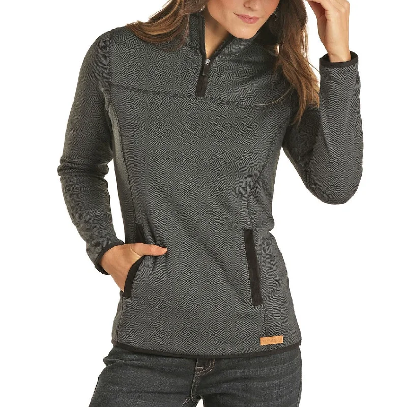 Powder River Outfitters Ladies Diamond Black Jacquard Pullover 51-1050 Button Front Sweater Powder River Outfitters Ladies Diamond Black Jacquard Pullover 51-1050 Button Front Sweater