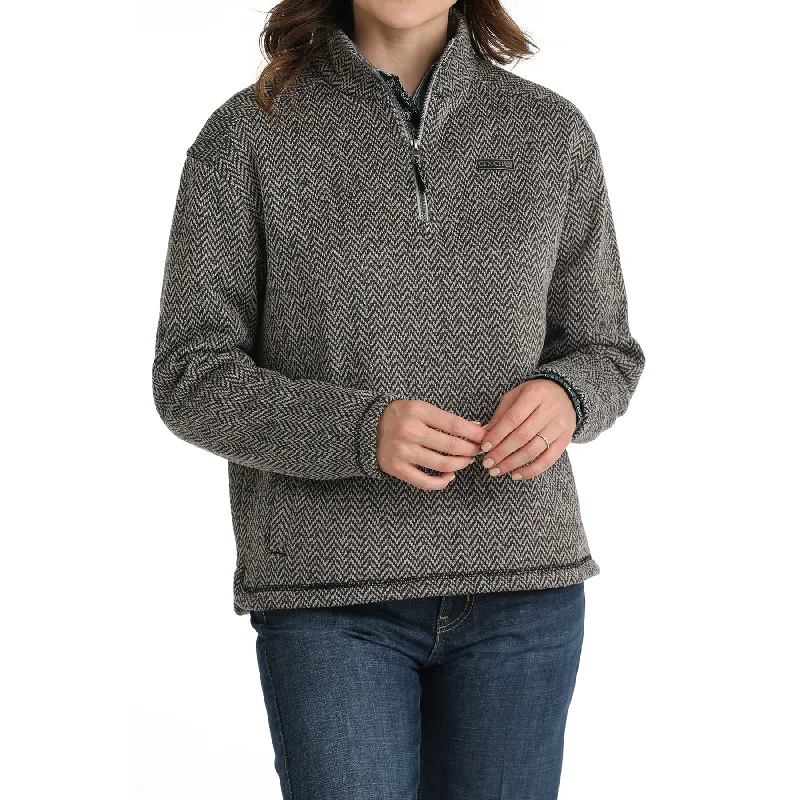 Cinch Ladies Grey Chevron Print Pullover MAK9203001 Thick Cable Knit