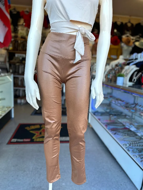 Solid high waist PU leggings Comfortable Power Mesh Leggings