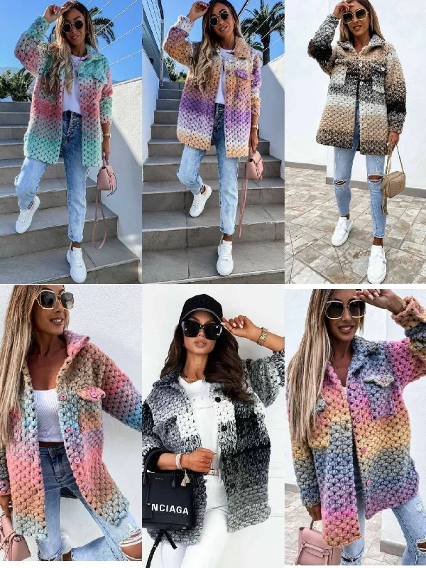 Autumn And Winter New Products Fashion Printed Ladies Woolen Coat Asymmetrical Collar Hooded Zippered