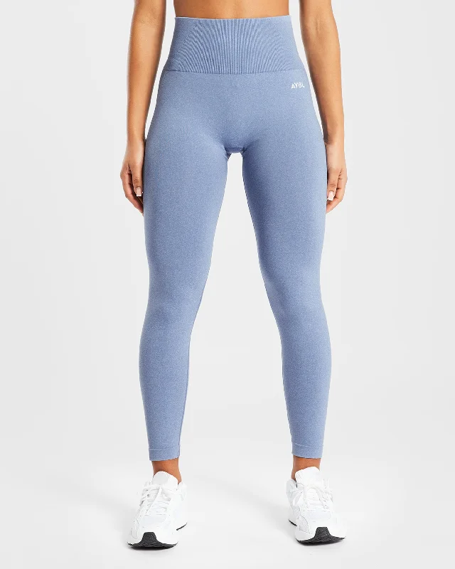 Empower Seamless Leggings - Blue Marl Trendy Color Block Leggings