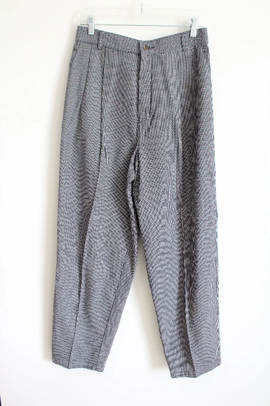Dockers Vintage Navy Blue & White Houndstooth Plaid Trouser Pants | 12 Trousers Palazzo Wide Leg Dockers Vintage Navy Blue & White Houndstooth Plaid Trouser Pants | 12 Trousers Palazzo Wide Leg
