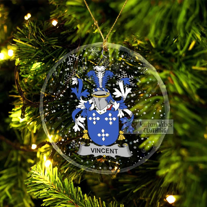 Vincent Irish Clan Christmas Glass Ornament with Coat of Arms Parka Down Jacket Wool Coat