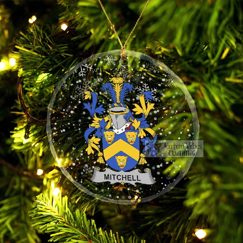 Mitchell Irish Clan Christmas Glass Ornament with Coat of Arms Coat Overcoat Trench Coat