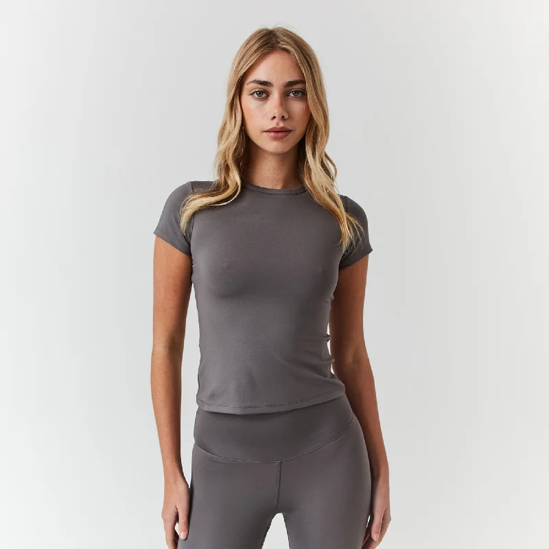 Second Skin Crop Top | Grey Rayon Fabric Velvet Fabric Corduroy Fabric
