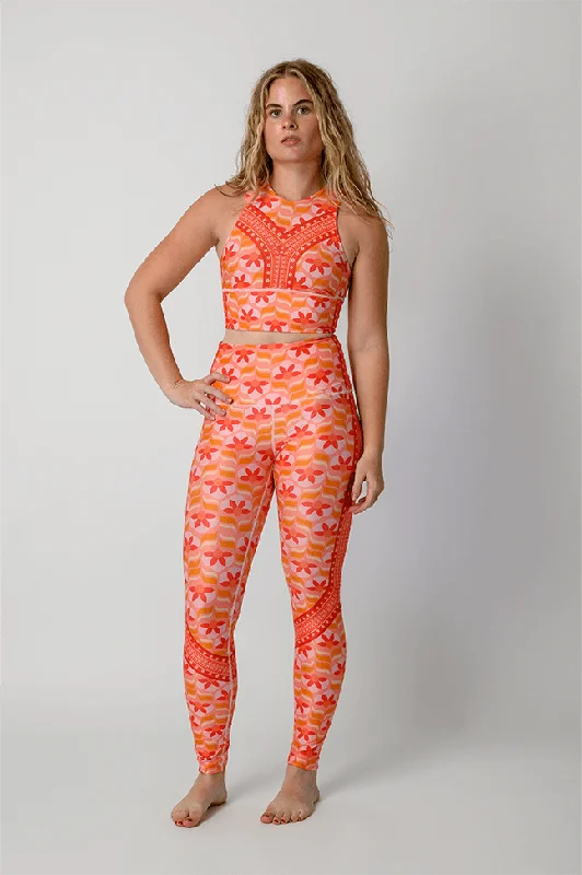 Peach Out Printed Yoga Leggings Comfortable Zip-Up Leggings