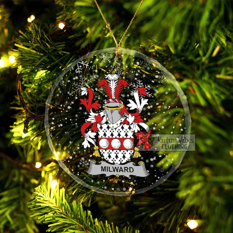 Milward Irish Clan Christmas Glass Ornament with Coat of Arms Quilted Jacket Anorak Windbreaker