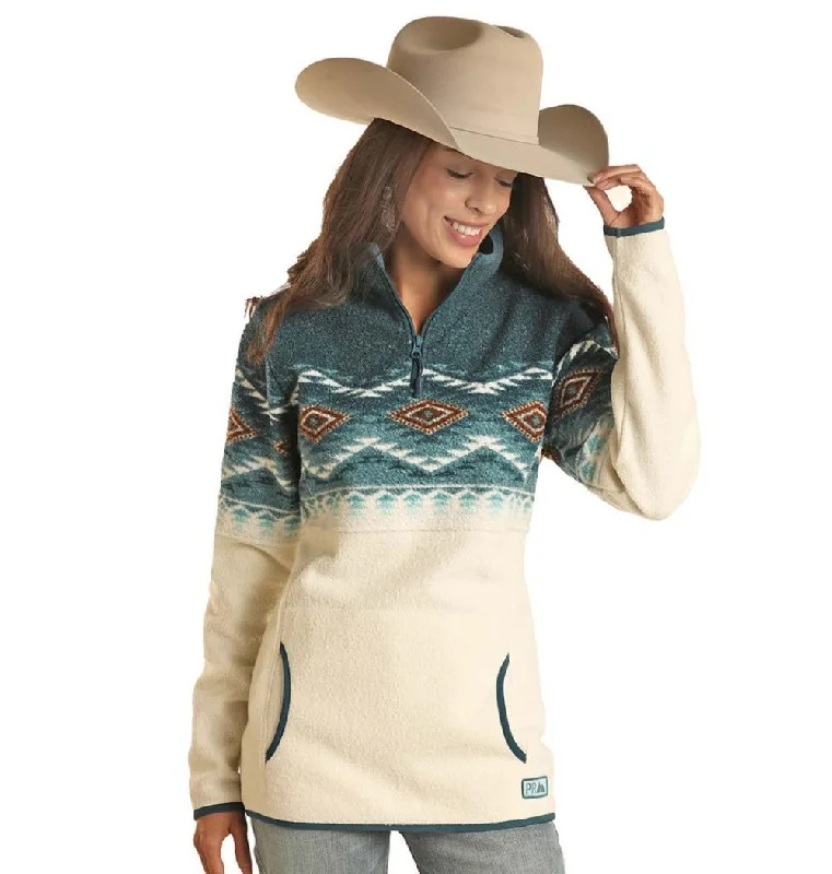 Powder River Outfitters Ladies Aztec Border Caribbean Pullover DW91C01841 Button Front Sweater
