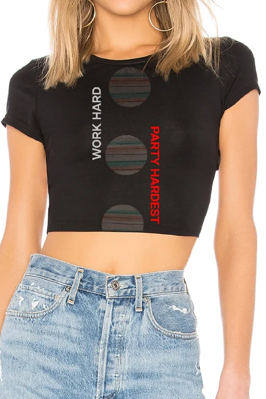 Vcon Black Crop Top Cotton Fabric Linen Fabric Terry Fabric