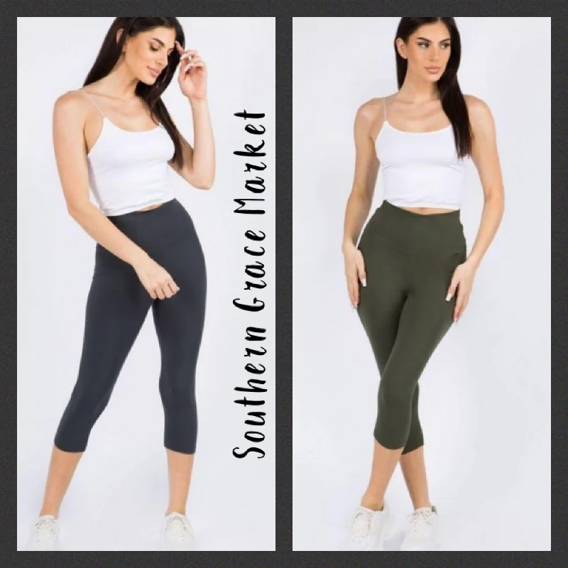 High waist Capri leggings Fashionable Stretchy Fit Leggings