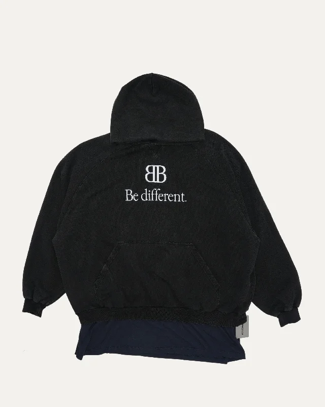 Layered 'Be Different' Hoodie Hoodie with High-Low Hem Asymmetrical Trendy