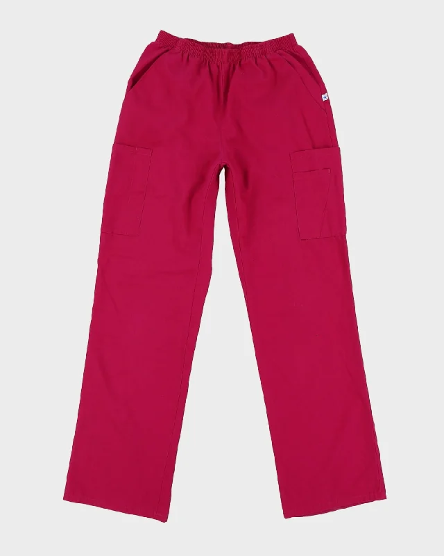 Pink Elasticated Waist Block Colour Trousers - XS W24-30 Cropped Trousers Casual Linen Pink Elasticated Waist Block Colour Trousers - XS W24-30 Cropped Trousers Casual Linen