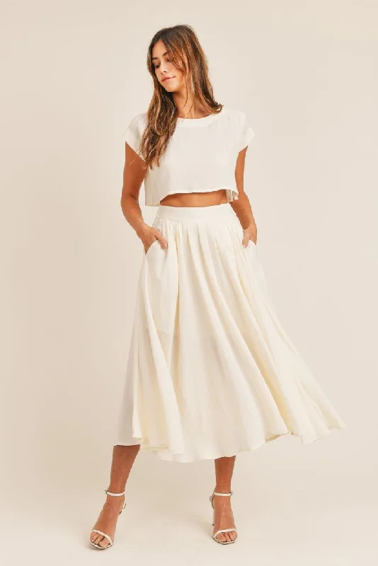 Lola Midi Skirt and Crop Top Set Knit Fabric Woven Fabric Fleece Fabric