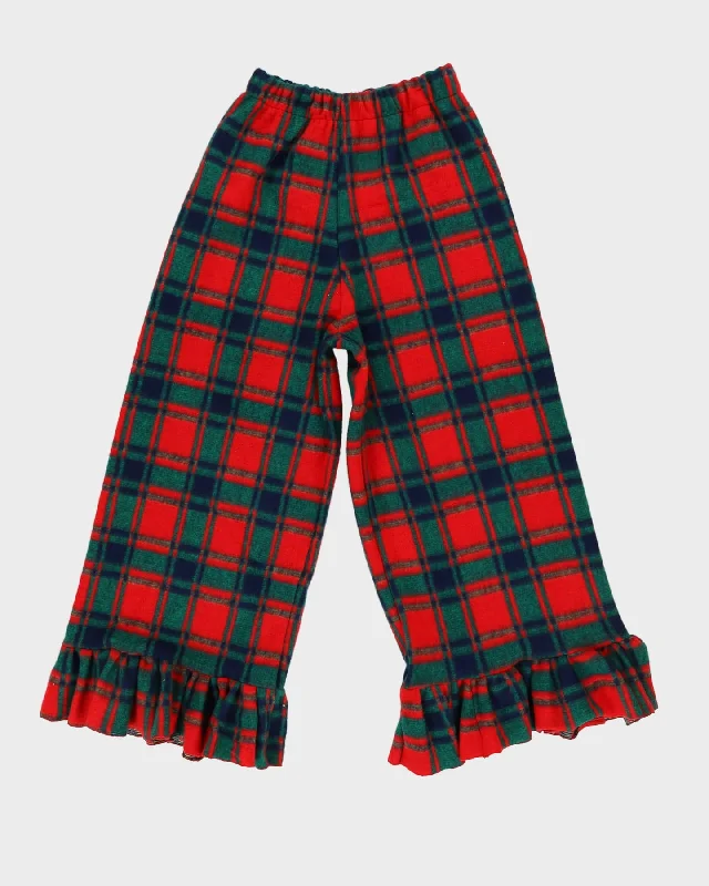 Rokit Originals Winnie Red Tartan Patterned Trousers - S Trousers Canvas Durable
