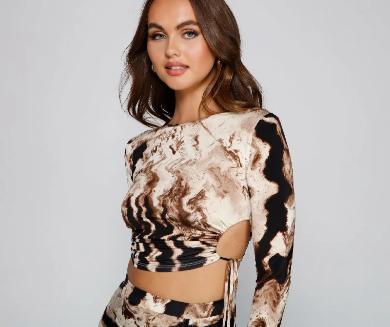 Trendy Behavior Cutout Crop Top Jersey Fabric Tulle Fabric Batik Fabric