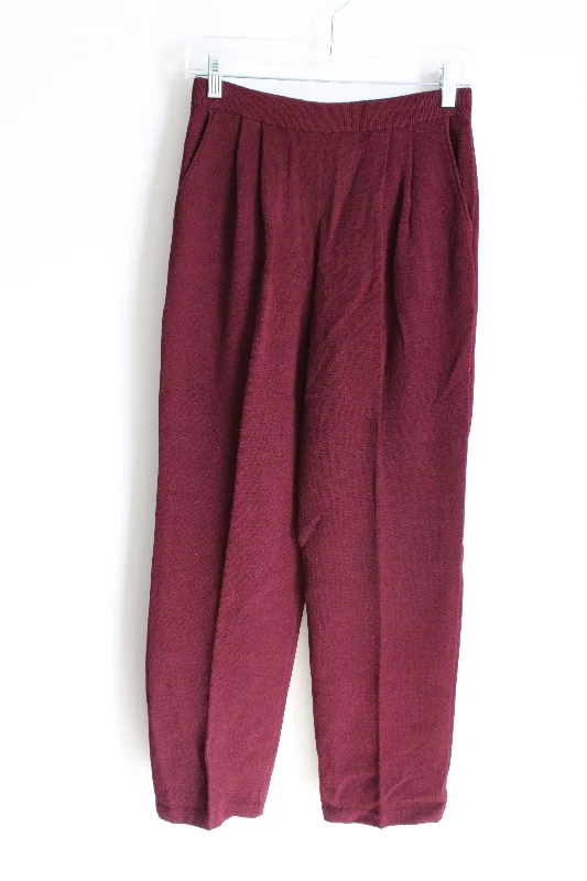 St. John Collection By Marie Gray Maroon Knit Straight Leg Trouser Pant | 2 Trousers luxurious premium St. John Collection By Marie Gray Maroon Knit Straight Leg Trouser Pant | 2 Trousers luxurious premium