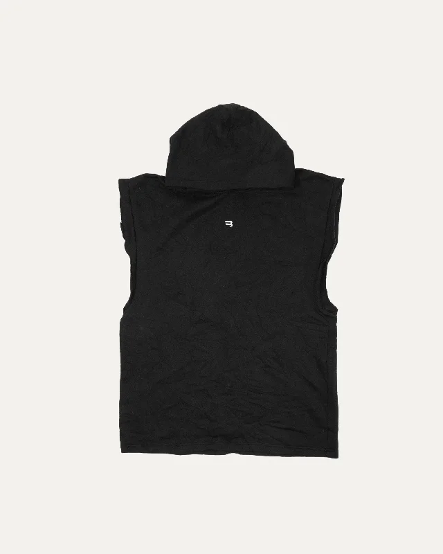 Sporty B Creased Sleeveless Hoodie Hoodie with Pattern Geometric Abstract