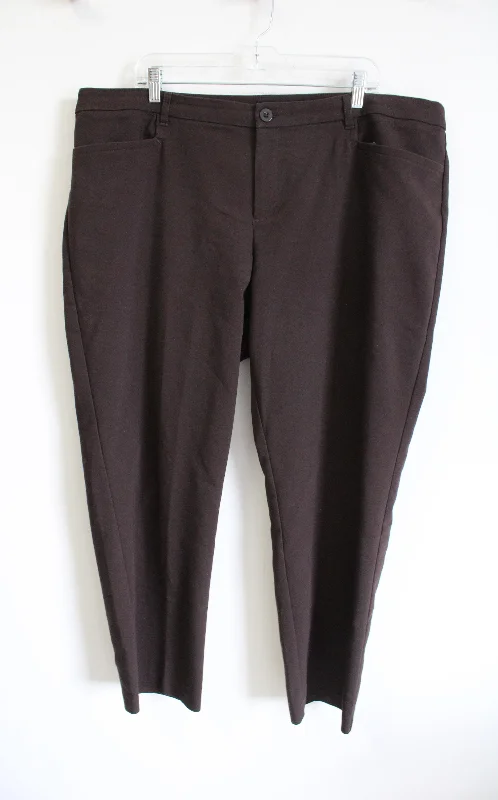 CJ Banks Brown Trouser Pants | 20W Wide Leg Loose Fit Mid Waist