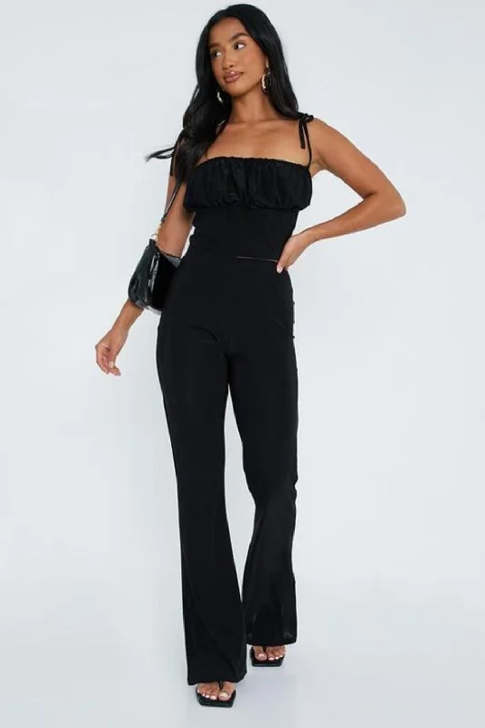 Tie Knot Straps Black Crop Top Machine Wash Dry Clean Hand Wash