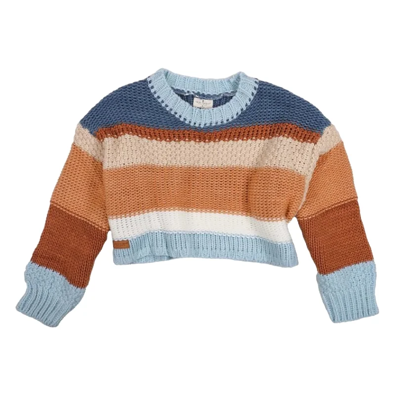 Simply Southern Ladies Striped Knitted Pullover Sweater 0224-SWTR-CLRSTRP-COAST Bell Sleeve Stylish